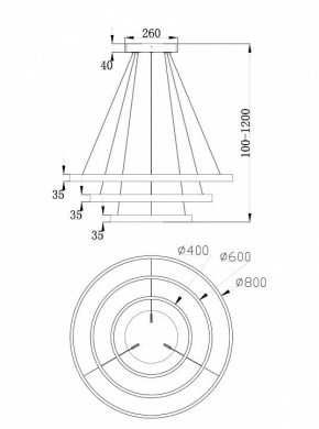 Подвесной светильник Maytoni Rim MOD058PL-L100BS4K в Губкинском - gubkinskiy.mebel24.online | фото 6