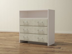 PROxSON Комод Varna (ЛДСП Белая+ткань Белый/Savana Milk (молочный)) 90x40 в Губкинском - gubkinskiy.mebel24.online | фото 1