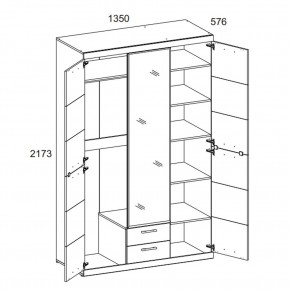 Шкаф 3D2S Z OSKAR , цвет дуб Санремо в Губкинском - gubkinskiy.mebel24.online | фото 1