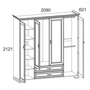 Шкаф 4D2S Z, TIFFANY, цвет вудлайн кремовый в Губкинском - gubkinskiy.mebel24.online | фото 1