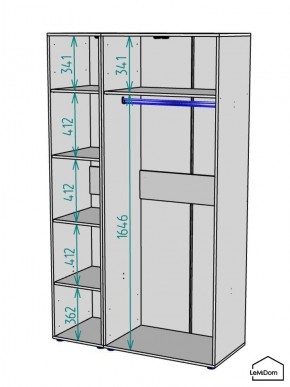 Шкаф Linnea MHR-3-1 2050х1200х510 (Графит-М 11.1.25) в Губкинском - gubkinskiy.mebel24.online | фото 3