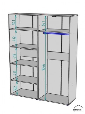 Шкаф Linnea MHR-4-1 2050х1600х510 (Белый-М 11.1.2) в Губкинском - gubkinskiy.mebel24.online | фото 3