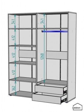 Шкаф Linnea MHR-4-2 2050х1600х510 (Белый-М 11.1.2) в Губкинском - gubkinskiy.mebel24.online | фото 3