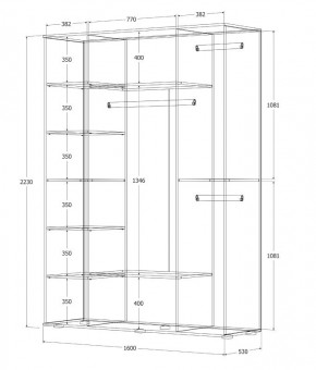 Шкаф Норден 1600 (Дуб Крафт Белый) в Губкинском - gubkinskiy.mebel24.online | фото 3