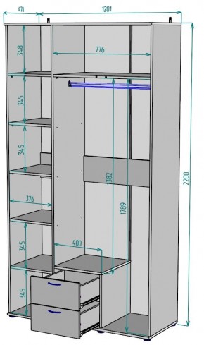 Шкаф Ольга H54 в Губкинском - gubkinskiy.mebel24.online | фото 2