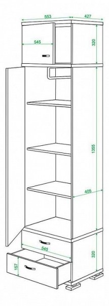 Шкаф платяной Домино КС-10 в Губкинском - gubkinskiy.mebel24.online | фото 3