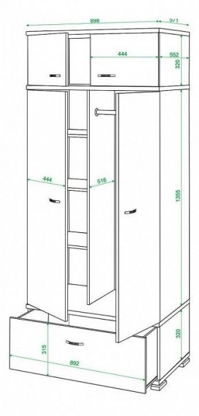 Шкаф платяной Домино КС-20 в Губкинском - gubkinskiy.mebel24.online | фото 3