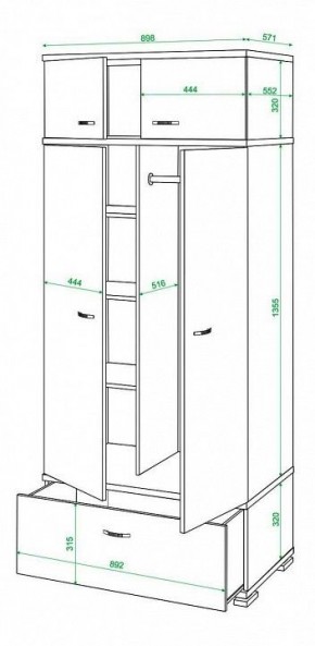 Шкаф платяной Домино КС-20 в Губкинском - gubkinskiy.mebel24.online | фото 3