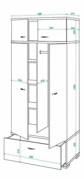 Шкаф платяной Домино КС-20 в Губкинском - gubkinskiy.mebel24.online | фото 2