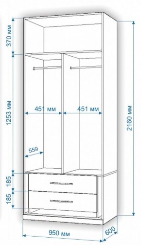 Шкаф платяной Нобиле Пл-95/60 в Губкинском - gubkinskiy.mebel24.online | фото 2