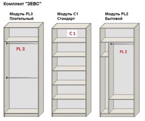 Шкаф распашной серия «ЗЕВС» (PL3/С1/PL2) в Губкинском - gubkinskiy.mebel24.online | фото 2