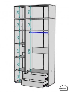 Шкаф с антресолью Linnea MHR-3A-2 2450х1200х510 (Графит-М 11.1.25) в Губкинском - gubkinskiy.mebel24.online | фото 3