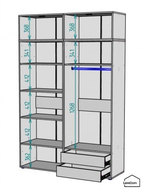 Шкаф с антресолью Linnea MHR-4A-2 2450х1600х510 (ДВ-М 11.1.25) в Губкинском - gubkinskiy.mebel24.online | фото 3