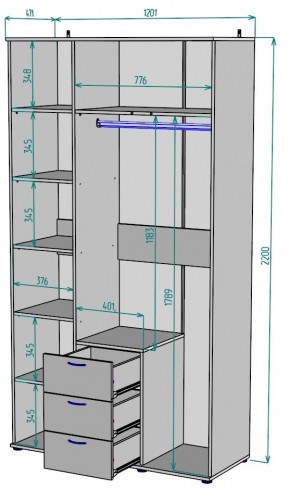 Шкаф с зеркалом Ольга H57_M в Губкинском - gubkinskiy.mebel24.online | фото 2