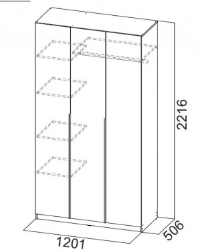 Шкаф ШК-5 (1200) Белый текстурный в Губкинском - gubkinskiy.mebel24.online | фото