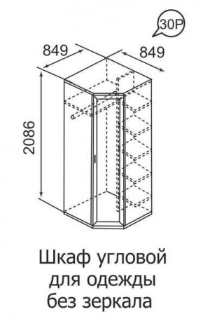 Шкаф угловой для одежды Ника-Люкс 30 без зеркал в Губкинском - gubkinskiy.mebel24.online | фото 3