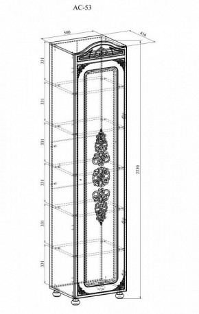 Шкаф-витрина Ассоль АС-53К в Губкинском - gubkinskiy.mebel24.online | фото 2