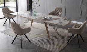 Стол ACERRA NEW 160 GLOSS LUXURY PANDORA SOLID CERAMIC/ каркас цвета шампань, ®DISAUR в Губкинском - gubkinskiy.mebel24.online | фото 3