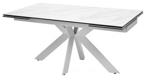 Стол BELLUNO 160 MARBLES KL-99 Белый мрамор матовый, итальянская керамика/ белый каркас, ®DISAUR в Губкинском - gubkinskiy.mebel24.online | фото 1