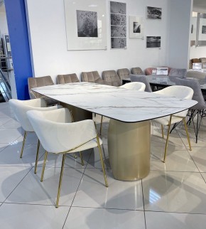 Стол BRONTE 220 KL-188 Контрастный мрамор матовый, итальянская керамика/ Шампань, ®DISAUR в Губкинском - gubkinskiy.mebel24.online | фото 3