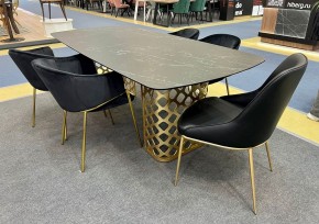 Стол CHIAVARI 220 KL-116 Черный мрамор матовый, итальянская керамика / бронзовый, ®DISAUR в Губкинском - gubkinskiy.mebel24.online | фото 2