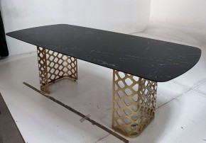 Стол CHIAVARI 220 KL-116 Черный мрамор матовый, итальянская керамика / бронзовый, ®DISAUR в Губкинском - gubkinskiy.mebel24.online | фото 4
