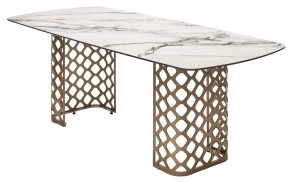 Стол CHIAVARI 220 KL-188 Контрастный мрамор матовый, итальянская керамика / Шампань, ®DISAUR в Губкинском - gubkinskiy.mebel24.online | фото