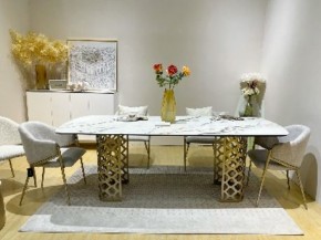 Стол CHIAVARI 220 KL-188 Контрастный мрамор матовый, итальянская керамика / Шампань, ®DISAUR в Губкинском - gubkinskiy.mebel24.online | фото 2