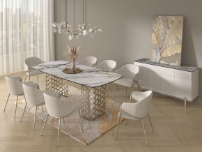Стол CHIAVARI 220 KL-188 Контрастный мрамор матовый, итальянская керамика / Шампань, ®DISAUR в Губкинском - gubkinskiy.mebel24.online | фото 9