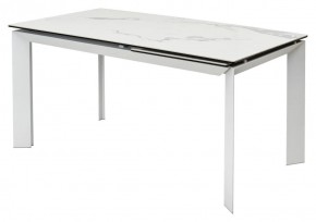 Стол CREMONA 140 HIGH GLOSS STATUARIO Белый мрамор глянцевый, керамика/ белый каркас, ®DISAUR в Губкинском - gubkinskiy.mebel24.online | фото 1
