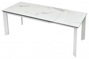 Стол CREMONA 140 HIGH GLOSS STATUARIO Белый мрамор глянцевый, керамика/ белый каркас, ®DISAUR в Губкинском - gubkinskiy.mebel24.online | фото 5