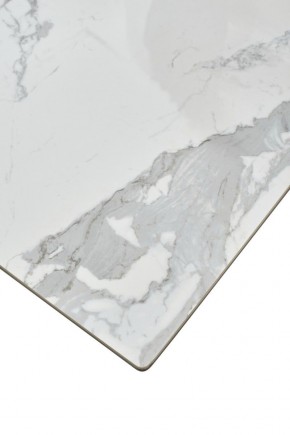Стол CREMONA 140 HIGH GLOSS STATUARIO Белый мрамор глянцевый, керамика/ белый каркас, ®DISAUR в Губкинском - gubkinskiy.mebel24.online | фото 6