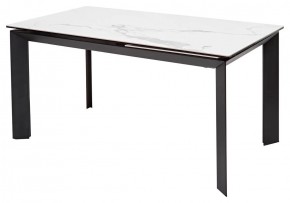 Стол CREMONA 140 HIGH GLOSS STATUARIO Белый мрамор глянцевый, керамика/ черный каркас, ®DISAUR в Губкинском - gubkinskiy.mebel24.online | фото 1