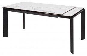Стол CREMONA 140 HIGH GLOSS STATUARIO Белый мрамор глянцевый, керамика/ черный каркас, ®DISAUR в Губкинском - gubkinskiy.mebel24.online | фото 3