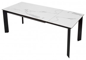 Стол CREMONA 140 HIGH GLOSS STATUARIO Белый мрамор глянцевый, керамика/ черный каркас, ®DISAUR в Губкинском - gubkinskiy.mebel24.online | фото 8