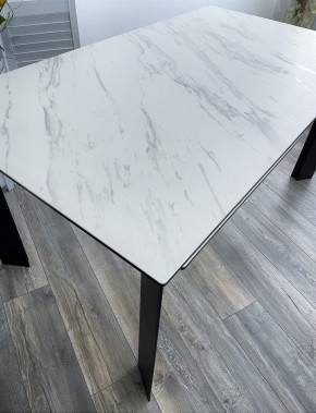 Стол CREMONA 180 KL-99 Белый мрамор матовый, итальянская керамика / черный каркас, ®DISAUR в Губкинском - gubkinskiy.mebel24.online | фото 2
