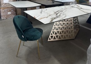 Стол ENNA 220 KL-188 Контрастный мрамор матовый, итальянская керамика/ каркас цвета шампань, ®DISAUR в Губкинском - gubkinskiy.mebel24.online | фото 8
