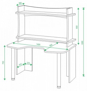 Стол компьютерный Домино lite СКЛ-Игр140 в Губкинском - gubkinskiy.mebel24.online | фото 2