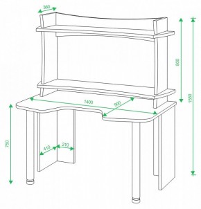 Стол компьютерный Домино Lite СКЛ-Игр140+НКИЛ140ВЛ в Губкинском - gubkinskiy.mebel24.online | фото 3