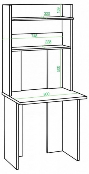 Стол компьютерный Домино Lite СКЛ-Прям80Р+НКЛХ в Губкинском - gubkinskiy.mebel24.online | фото 2
