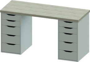 Стол письменный Ингар 2/55 140x75x55, дуб беленый/белый в Губкинском - gubkinskiy.mebel24.online | фото 2
