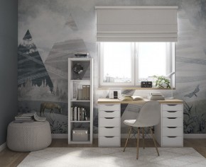Стол письменный Ингар 2/55 140x75x55, дуб беленый/белый в Губкинском - gubkinskiy.mebel24.online | фото 4