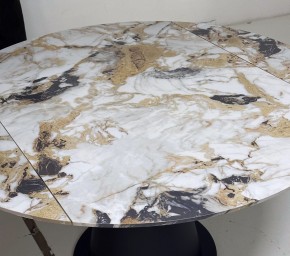 Стол TERAMO 135 GLOSS GRAND JADE SOLID CERAMIC, керамика, поворотн.механизм / Черный каркас, ®DISAUR в Губкинском - gubkinskiy.mebel24.online | фото 4