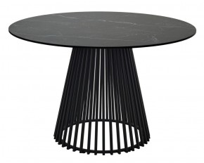 Стол TERNI 120 MATT BLACK MARBLE SOLID CERAMIC Черный мрамор матовый, керамика /Черн.каркас, ®DISAUR в Губкинском - gubkinskiy.mebel24.online | фото