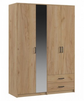 СВЕТЛАНА LOFT Шкаф 4 двери с зеркалом (дуб золотой) в Губкинском - gubkinskiy.mebel24.online | фото
