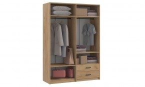 СВЕТЛАНА LOFT Шкаф 4 двери с зеркалом (дуб золотой) в Губкинском - gubkinskiy.mebel24.online | фото 3