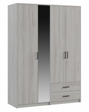 СВЕТЛАНА LOFT Шкаф 4 двери с зеркалом (сосна белая loft) в Губкинском - gubkinskiy.mebel24.online | фото
