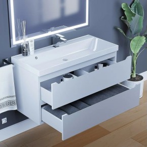 Тумба под раковину Uperwood Tanos 100 см, подвесная, белая матовая в Губкинском - gubkinskiy.mebel24.online | фото 9