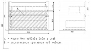 Тумба под раковину Uperwood Tanos 70 см, подвесная, белая/графит в Губкинском - gubkinskiy.mebel24.online | фото 7