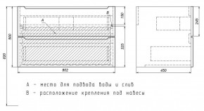 Тумба под раковину Uperwood Tanos 80 см, подвесная, белая/графит в Губкинском - gubkinskiy.mebel24.online | фото 7